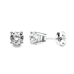 Pendientes oro blanco 18k garras circonita 5mm. [AB3304]