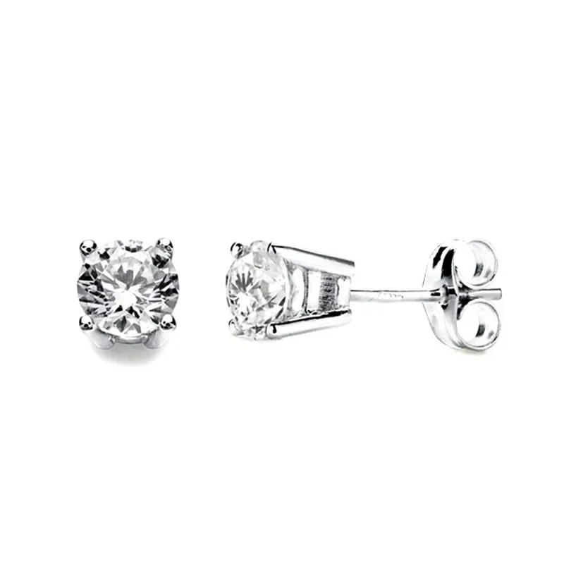 Pendientes oro blanco 18k garras circonita 5mm. [AB3304]