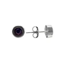 Pendientes plata Ley 925m chatón circonita malva 6mm. mujer cierre presión