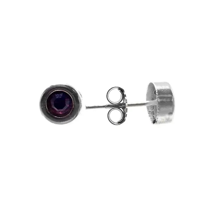 Pendientes plata Ley 925m chatón circonita malva 6mm. mujer cierre presión