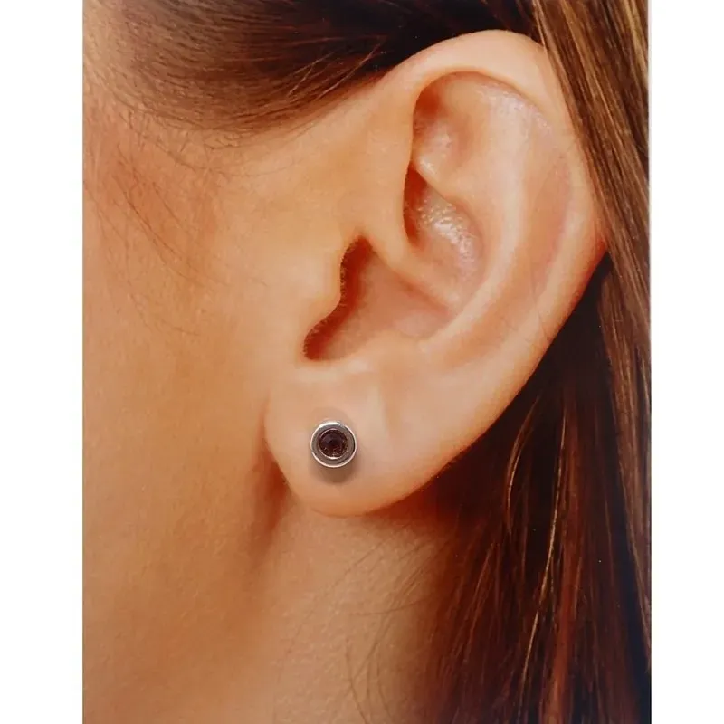 Pendientes plata Ley 925m chatón circonita malva 6mm. mujer cierre presión