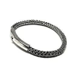 Pulsera plata ley 925m lisa oxidada [AB0061]