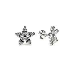Pendientes plata Ley 925m rodiado estrella circonita 12mm. [AB1639]