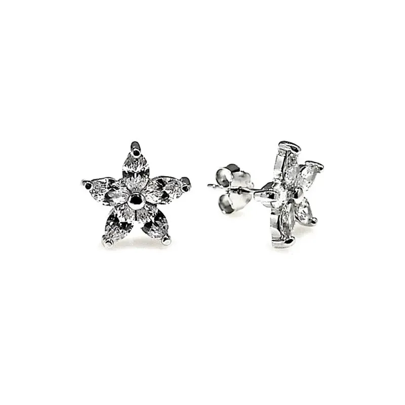 Pendientes plata Ley 925m rodiado estrella circonita 12mm. [AB1639]