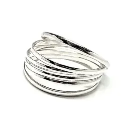 Pulsera aro plata Ley 925m semanario liso 7 aros 65mm. [AB9197]