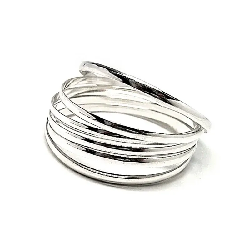 Pulsera aro plata Ley 925m semanario liso 7 aros 65mm. [AB9197]