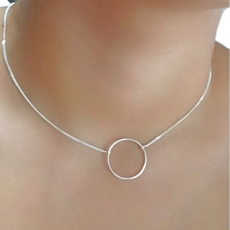 Gargantilla plata Ley 925m cadena 39mm. motivo Karma aro 20mm [AC0376]