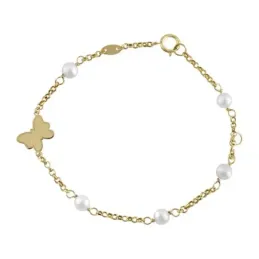 Pulsera Oro Amarillo 18k modelo Bracelets (5 Perlas Cultivadas 4,5mm.) Medida: 18cm.