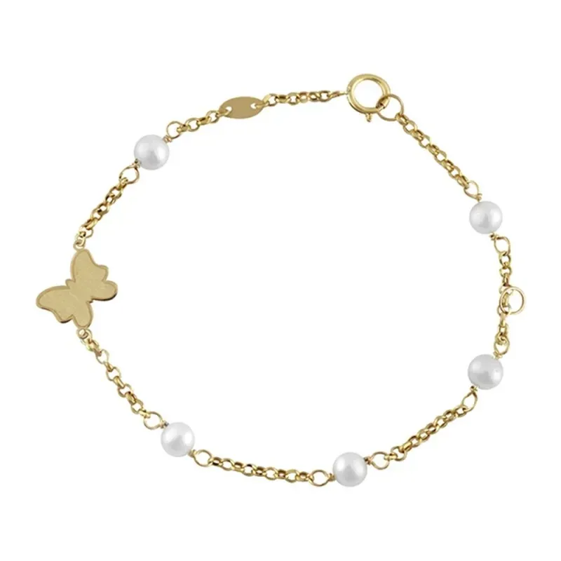 Pulsera Oro Amarillo 18k modelo Bracelets (5 Perlas Cultivadas 4,5mm.) Medida: 18cm.