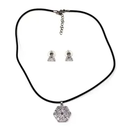 Juego metal rodiado pendientes colgante triángulos cristal [AB9071]