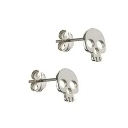 Pendientes plata Ley 925m par calavera 5mm. cierre presión mujer