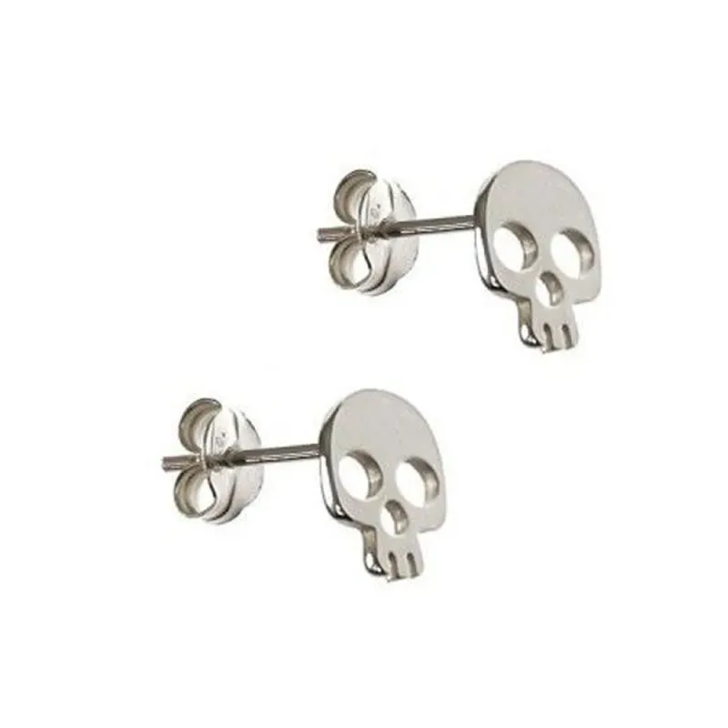 Pendientes plata Ley 925m par calavera 5mm. cierre presión mujer