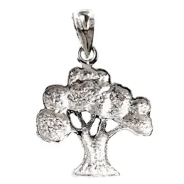 Colgante plata Ley 925m árbol 23mm. olivo mate detalles tallados brillo