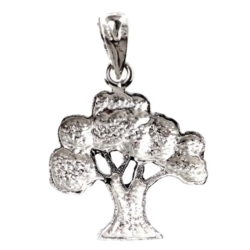 Colgante plata Ley 925m árbol 23mm. olivo mate detalles tallados brillo