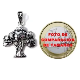 Colgante plata Ley 925m árbol 23mm. olivo mate detalles tallados brillo