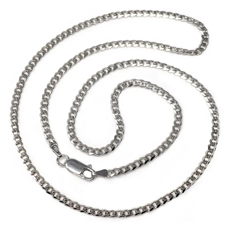 Cadena plata ley 925m lisa 50cm. barbada 0.8mm. [AB0437]