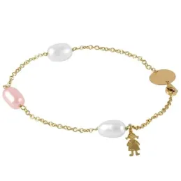 Pulsera Oro Amarillo 18k modelo Bracelets (3 perlas cultivadas perilla 9×10,5mm.) Medida:18cm.