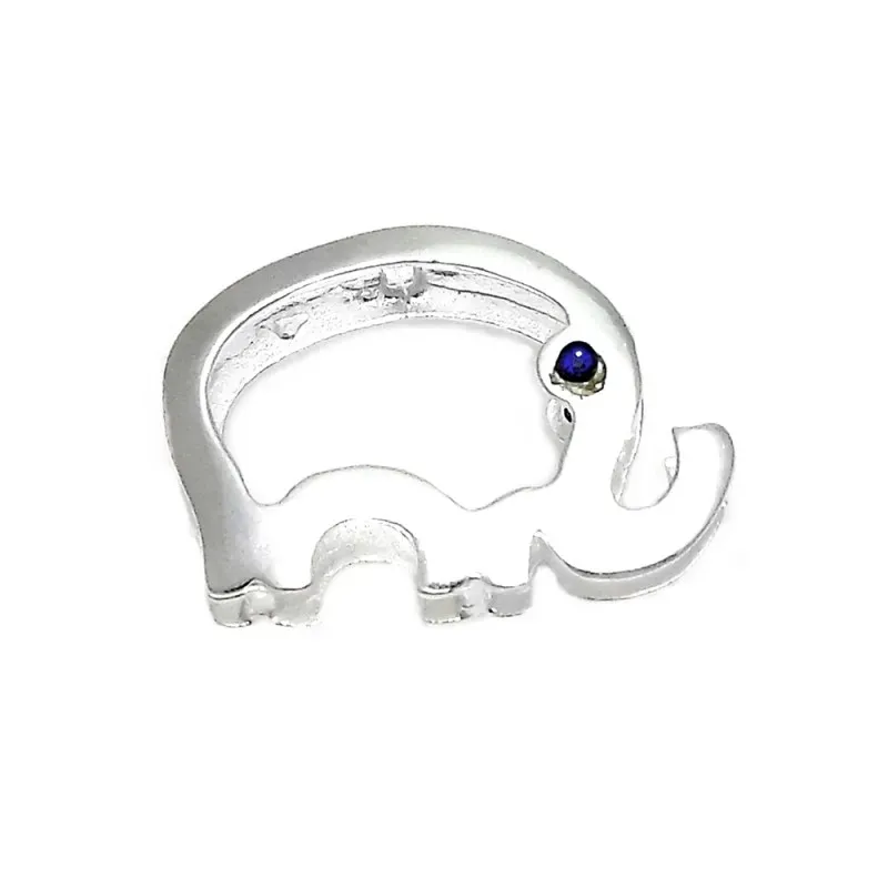 Colgante plata Ley 925m elefante 20mm. ojo cristal azul [AB3866]