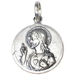 Medalla plata ley 925m Escapulario Corazón de Jesús [AB4944]