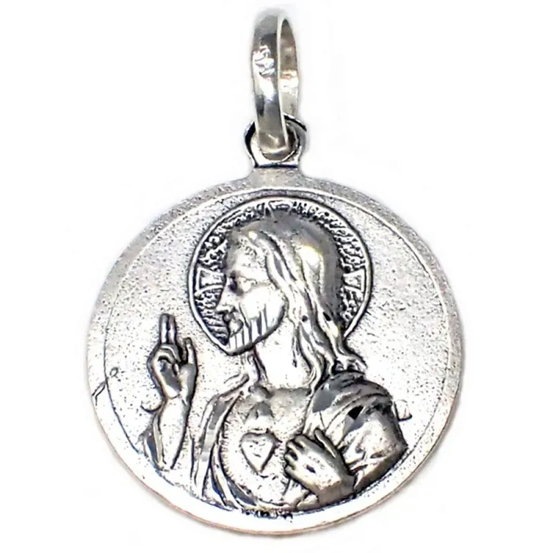 Medalla plata ley 925m Escapulario Corazón de Jesús [AB4944]