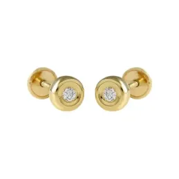 Pendientes Oro Amarillo 18k modelo Aretes de Bebé (2 Circonitas de 3mm.) Medida: 5,85mm.