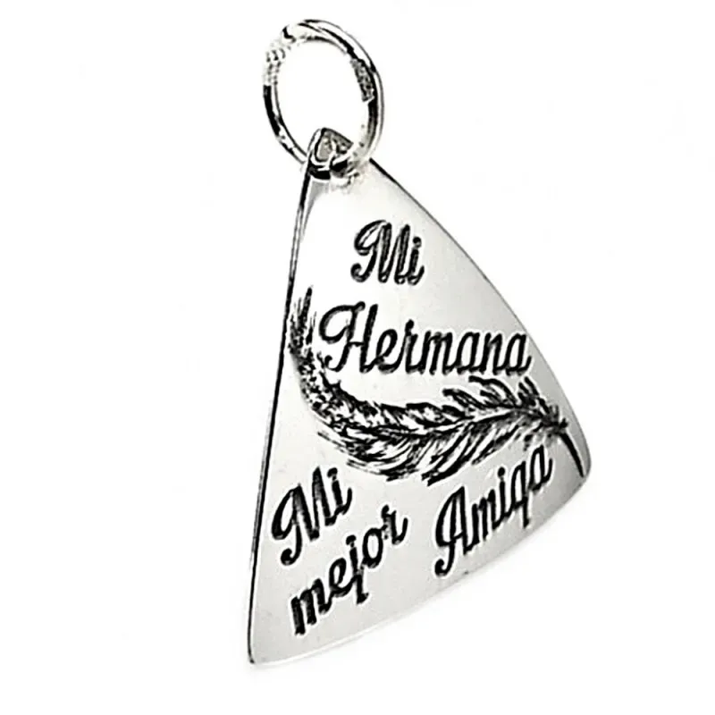 Colgante plata ley 925m triangular MI HERMANA MI MEJOR AMIGA [AB2680]