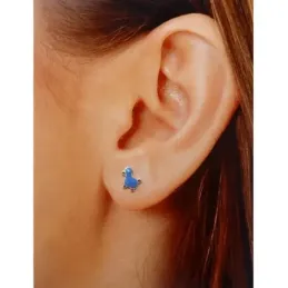 Pendientes plata Ley 925m oveja esmaltada azul 9x7mm. niña cierre presión