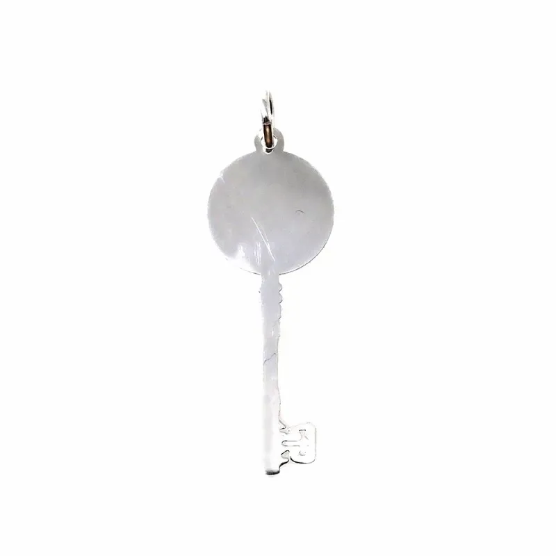 San Expedito llave colgante plata Ley 925m unisex 3.20 cm. mensaje RU