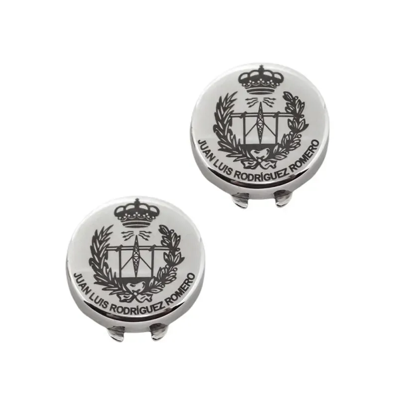 Cubrebotones personalizados plata Ley 925m hombre redondos 16 mm. lis