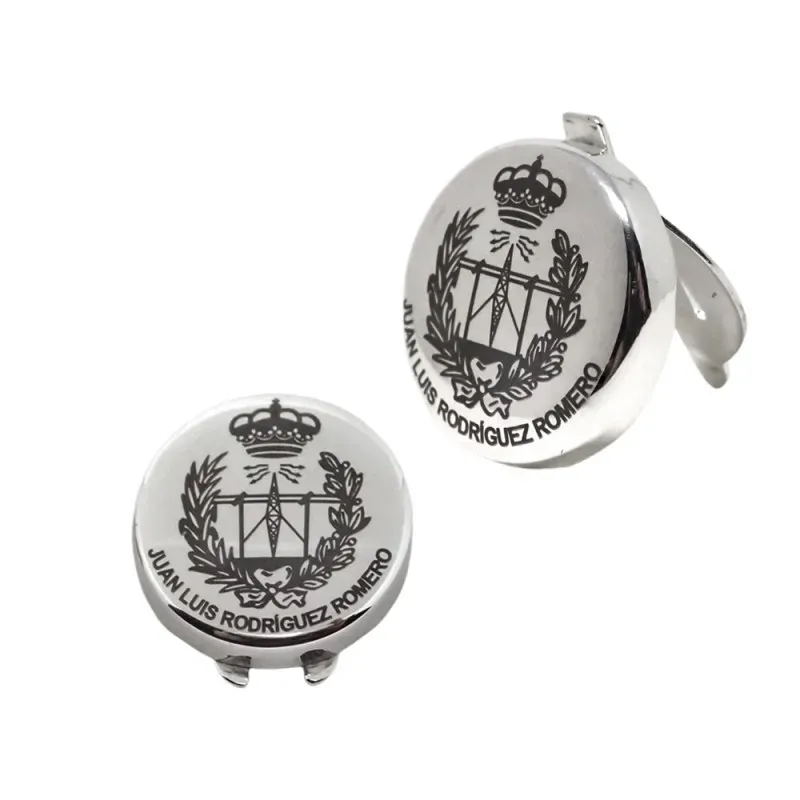 Cubrebotones personalizados plata Ley 925m hombre redondos 16 mm. lis