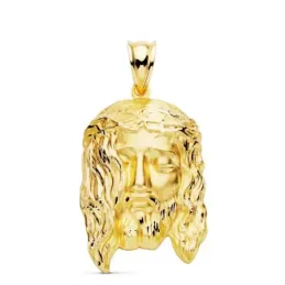 Cabeza Cristo Colgante Oro 9k unisex 30 mm.. Grabación incluida en el