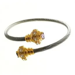 Pulsera Brazalete Plata Ley 925m combinada acero 50 mm. diámetro deta