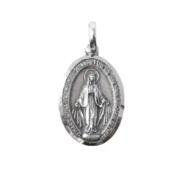 Virgen Milagrosa medalla plata Ley 925m. unisex 25 mm. ovalada traser