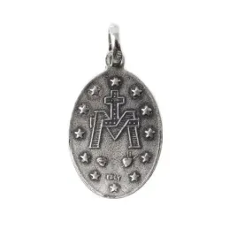 Virgen Milagrosa medalla plata Ley 925m. unisex 25 mm. ovalada traser