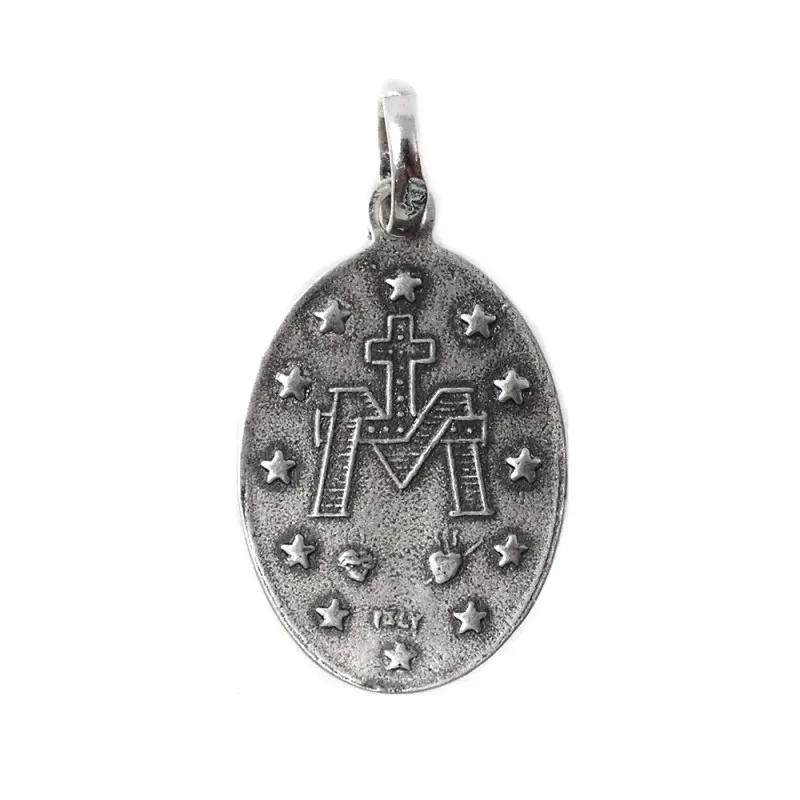 Virgen Milagrosa medalla plata Ley 925m. unisex 25 mm. ovalada traser