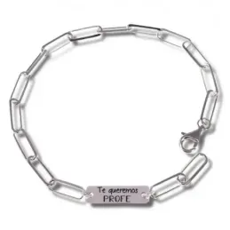 Pulsera plata Ley 925m unisex 21.5 cm. cadena forzada alargada chapa