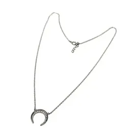 Gargantilla plata Ley 925m mujer cadena 45cm. rolo luna invertida cuernos centro circonitas reasa