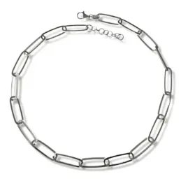 Gargantilla plata Ley 925m mujer 42 cm. cadena forzada alargada mosqu