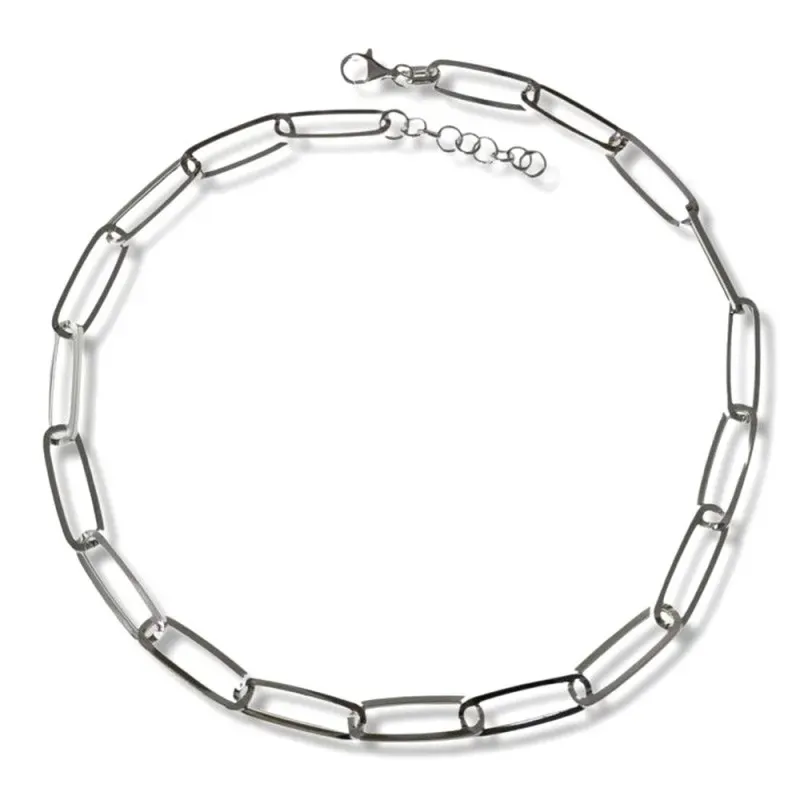 Gargantilla plata Ley 925m mujer 42 cm. cadena forzada alargada mosqu