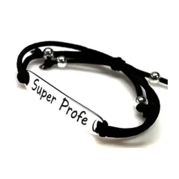 Pulsera plata ley 925m lisa chapa SUPER PROFE letras [AA9937]