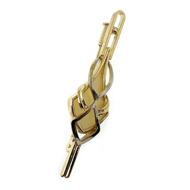 Alfiler metal chapado dorado 60mm. nácar imitación enlazado [AB5114]