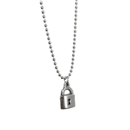 Gargantilla plata Ley 925m motivo candado cadena 45cm. bolas