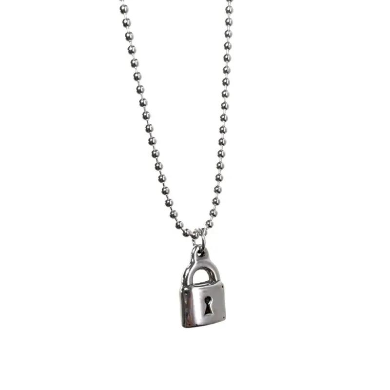 Gargantilla plata Ley 925m motivo candado cadena 45cm. bolas