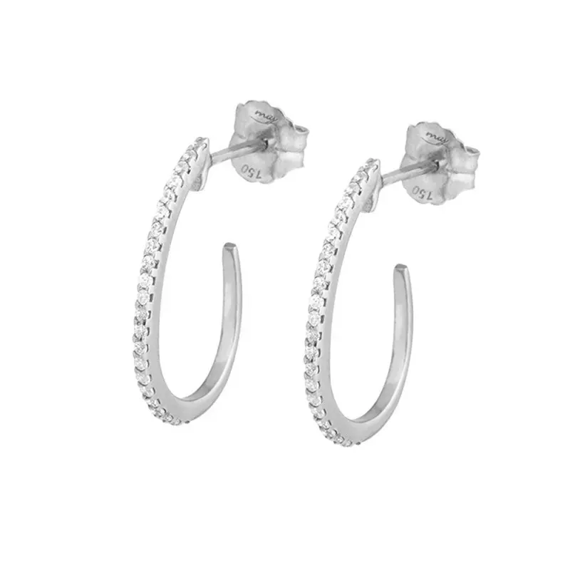 Pendientes Oro Blanco 18k modelo Viena (44 diamantes 1,00mm. 0,23cts.) Medida 20x15mm.