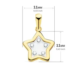 Colgante oro 18k estrella airshine 11mm. fondo membrana transparente circonitas cerco liso