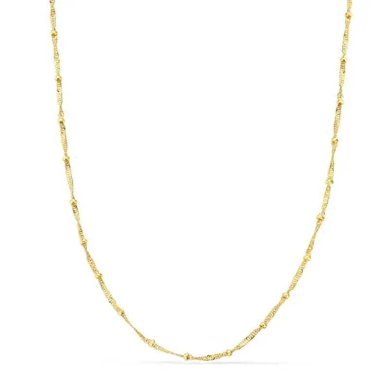 Cadena oro 18k unisex 45 cm. singapur 1.2 mm. combinada bolas reasa