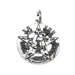 Colgante plata Ley 925m Tetragramatón 21 mm. amuleto [AB5164]