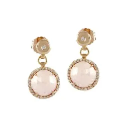 Pendientes Oro Rosa 18k modelo Cachemira (2 diamantes 1,50mm, 48 diamantes 1,00mm. 0,28cts.)