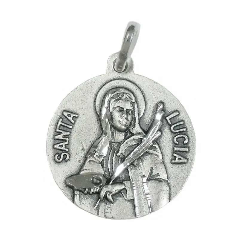 Medalla colgante plata ley 925m Santa Lucía 20mm. [AB3482GR]