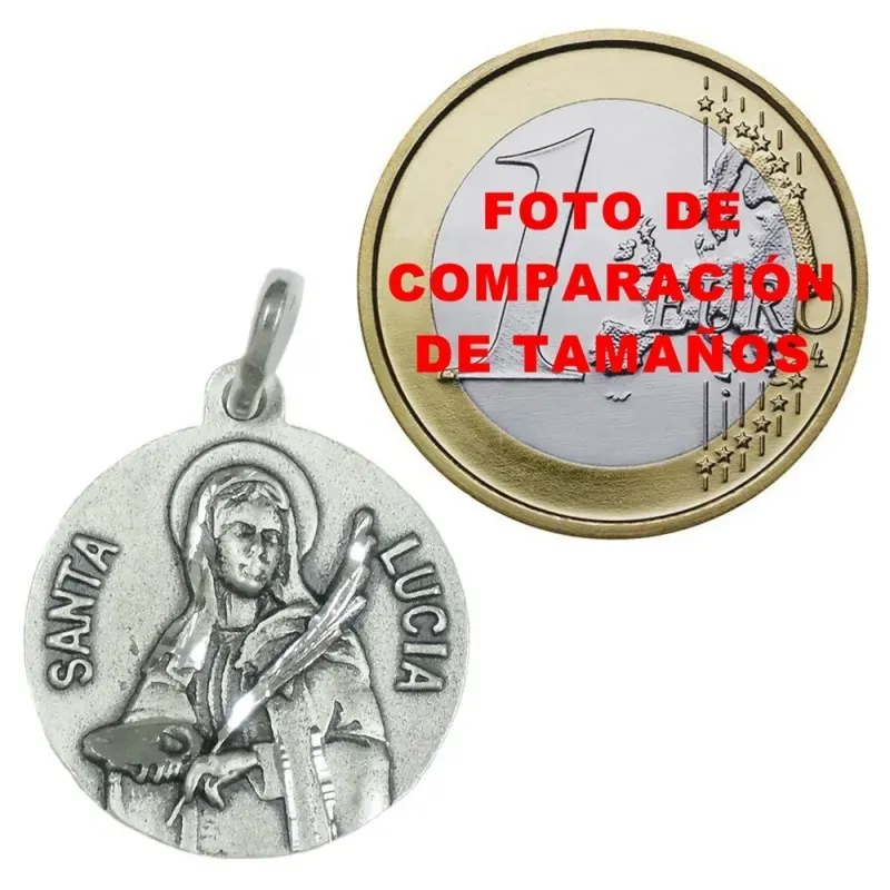 Medalla colgante plata ley 925m Santa Lucía 20mm. [AB3482GR]